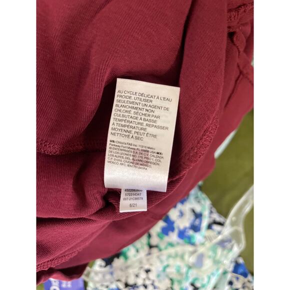 Chico's knit t-shirt tunic length top large 12 red burgundy THE UTLIMATE TEE - Picture 9 of 16